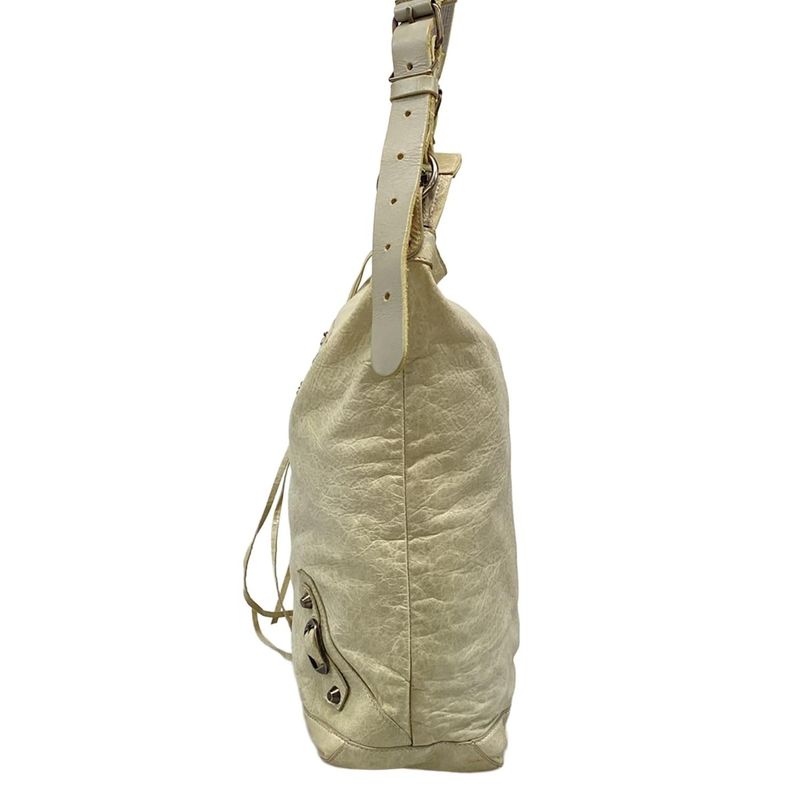Balenciaga Shoulder Bag the Day Ivory Light Gray Leather X Light