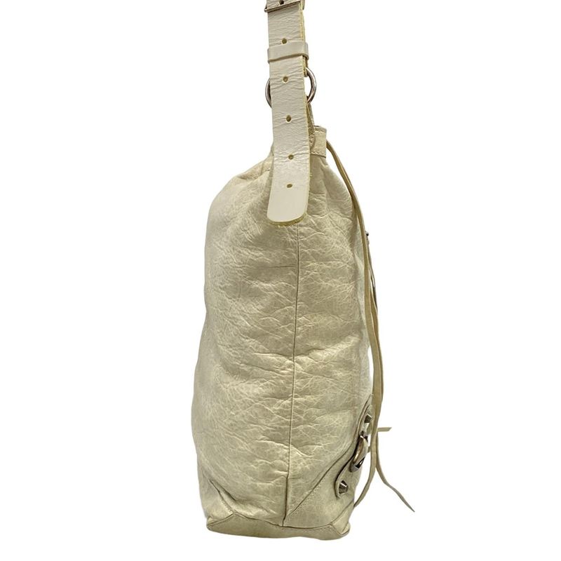 Balenciaga Shoulder Bag the Day Ivory Light Gray Leather X Light