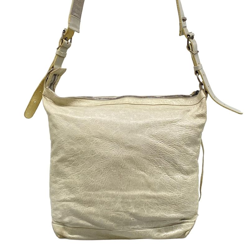 Balenciaga Shoulder Bag the Day Ivory Light Gray Leather X Light