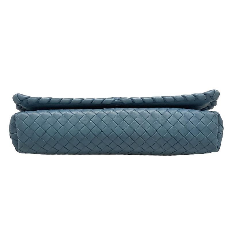 Bottega Veneta Shoulder Bag Intrecciato Blue Gray Leather