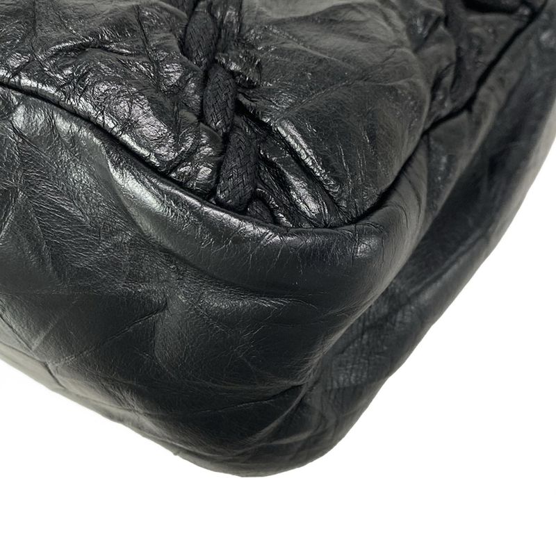 Chanel Shoulder Bag Ultra Stitch Black Chain Silver Flap