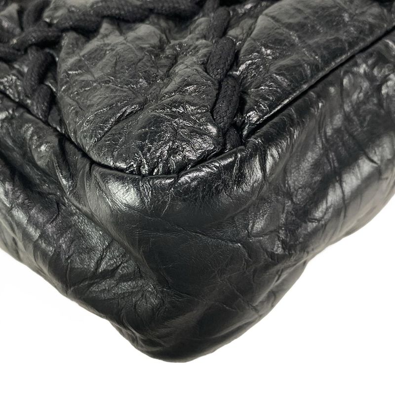 Chanel Shoulder Bag Ultra Stitch Black Chain Silver Flap