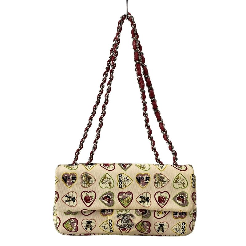 Chanel Shoulder Bag Single Flap Quilted Valentine's Day Limited Light Pink Light X Red Multi