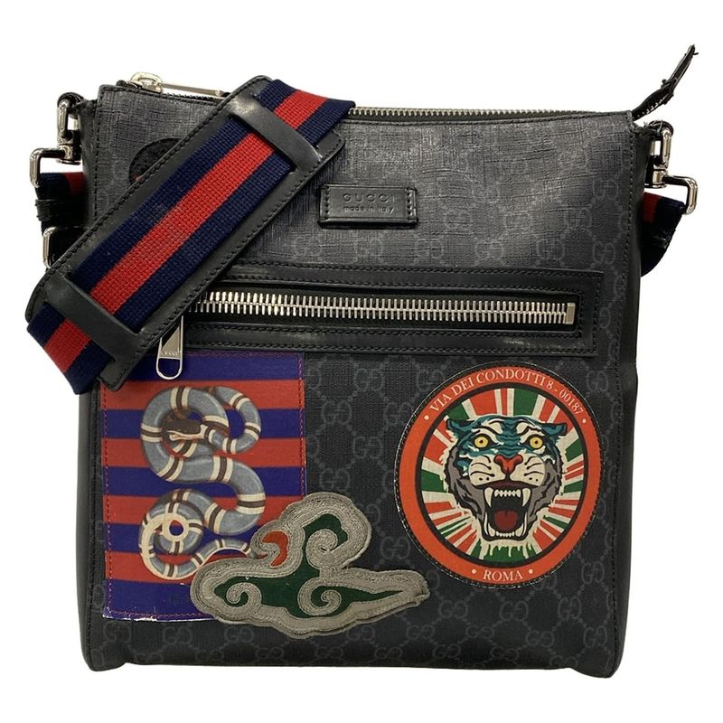 Gucci Shoulder Bag Courier GG Supreme Dark Gray Dark X Black Multi