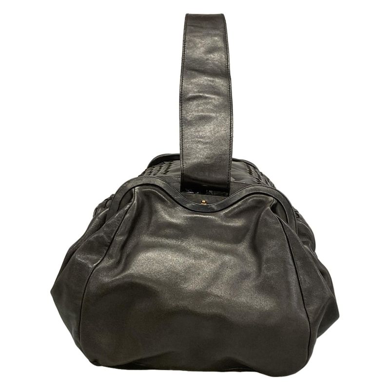 Bottega Veneta Boston Bag Intrecciato Dark Brown Side Opening Limited Edition