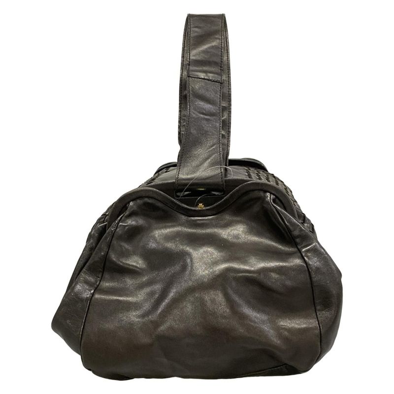 Bottega Veneta Boston Bag Intrecciato Dark Brown Side Opening Limited Edition