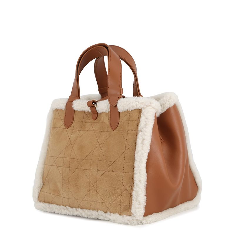 Dior Handbag Macro Cannage Toujour Beige Brown Ecru White