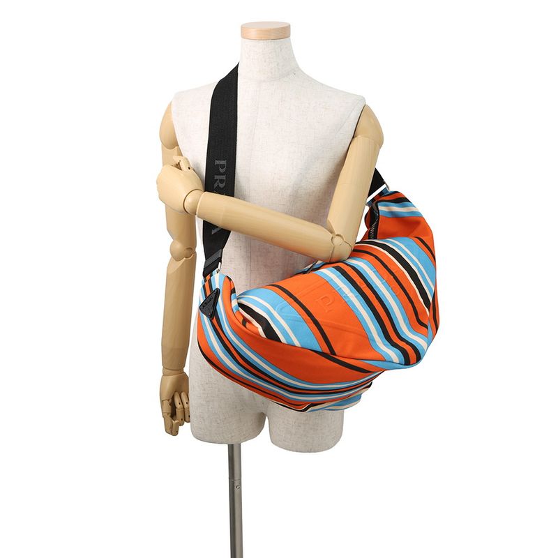 Prada Shoulder Bag Triangle Canvas Orange