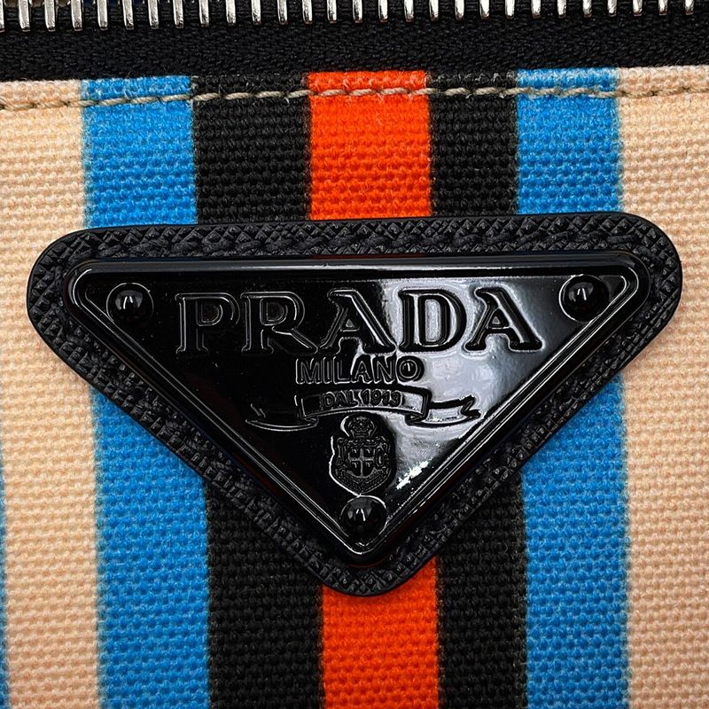Prada Shoulder Bag Triangle Canvas Orange