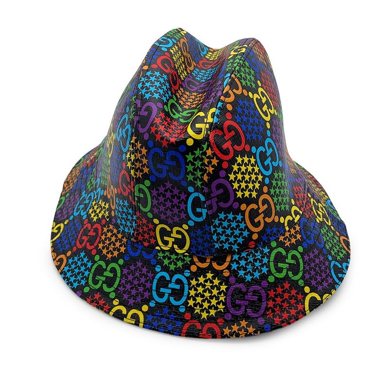Gucci Hat GG Psychedelic Fedora Hat L Hat Black Multicolor