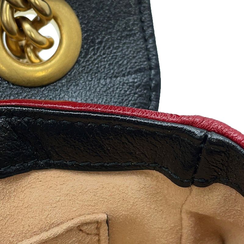 Gucci Chain Shoulder Bag GG Marmont Quilted Leather Small 2-Way Black Beige