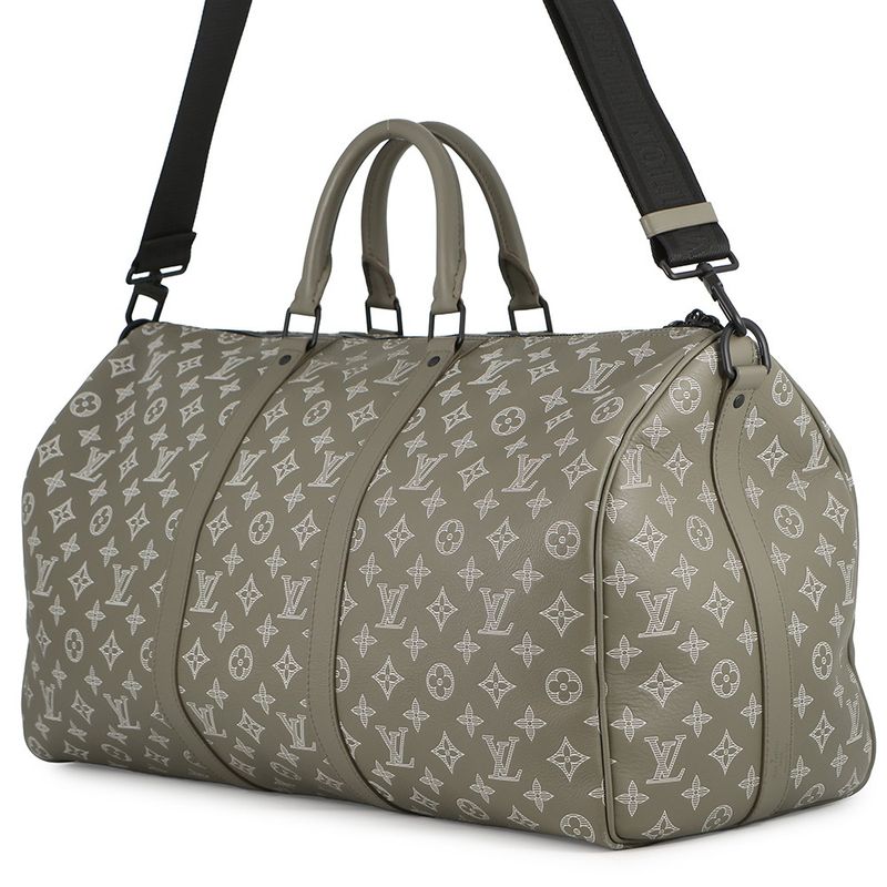 Louis Vuitton Boston Bag Monogram Shadow Keepall Bandouliere 50 2-Way Olive Green