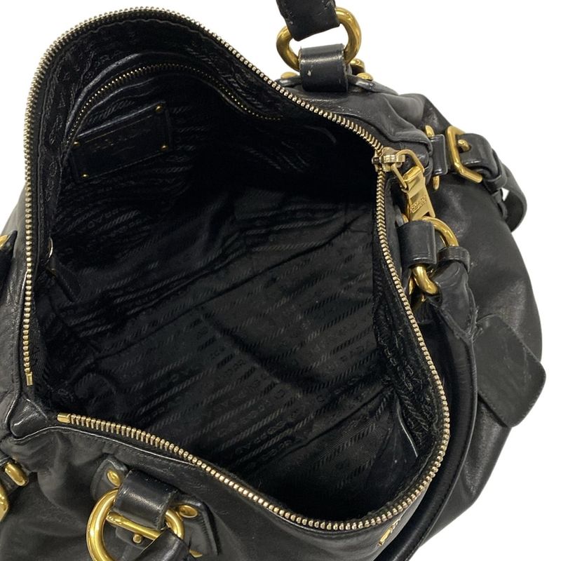 Prada Handbag Black Leather Tag