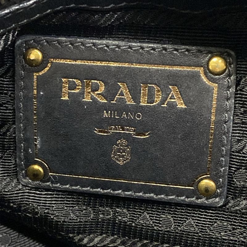 Prada Handbag Black Leather Tag