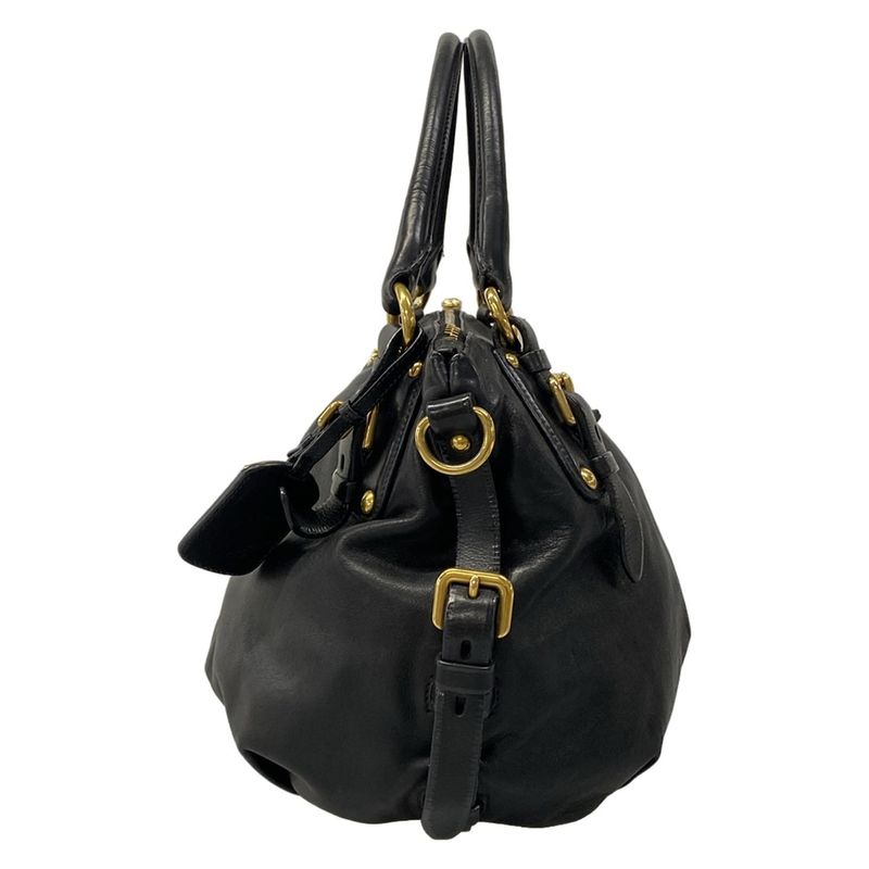 Prada Handbag Black Leather Tag