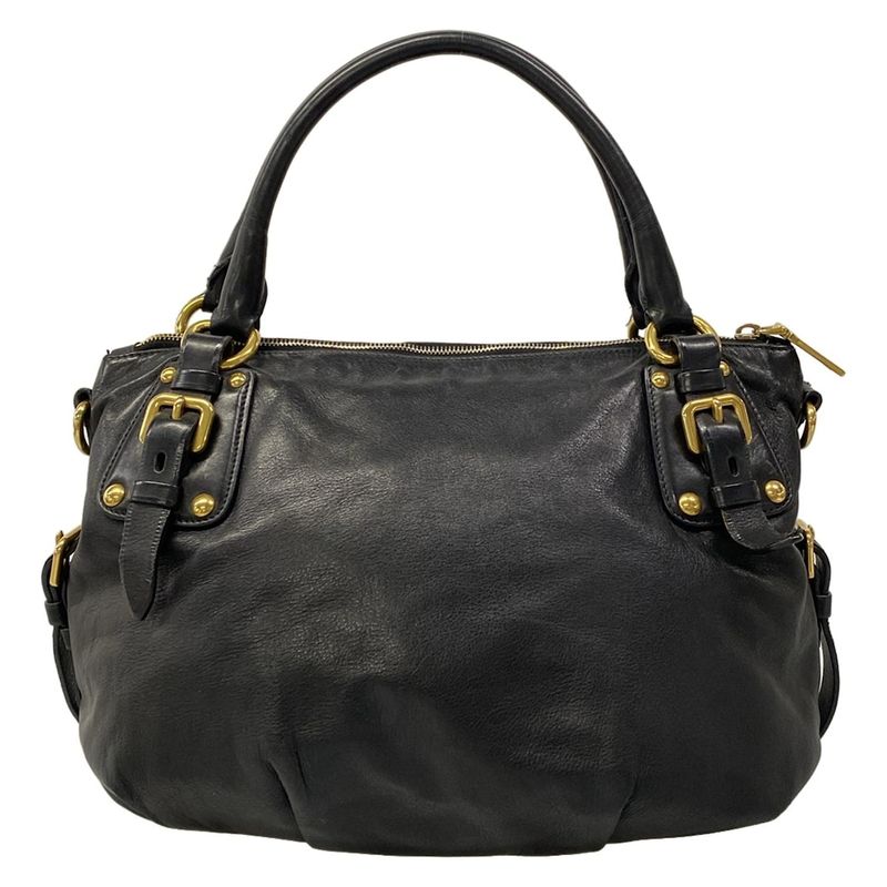 Prada Handbag Black Leather Tag