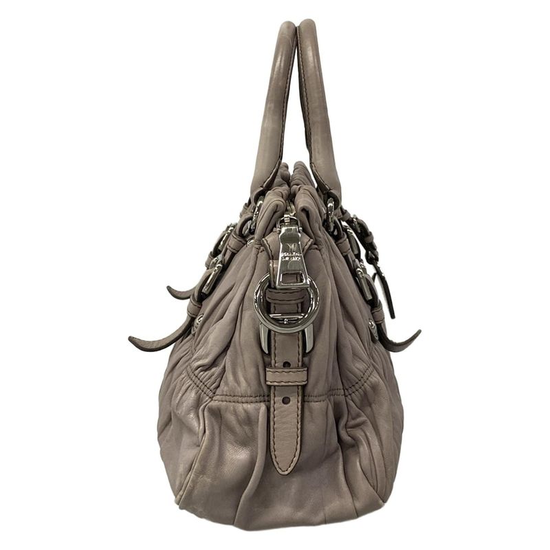 Prada Handbag Gray Leather Tag