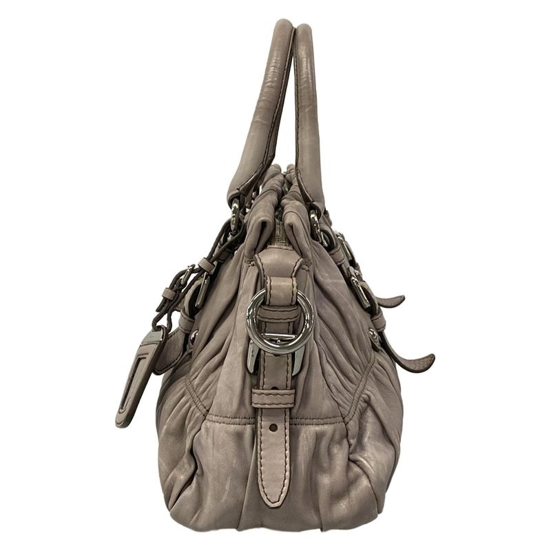 Prada Handbag Gray Leather Tag