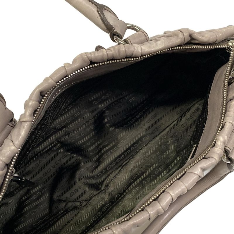 Prada Handbag Gray Leather Tag
