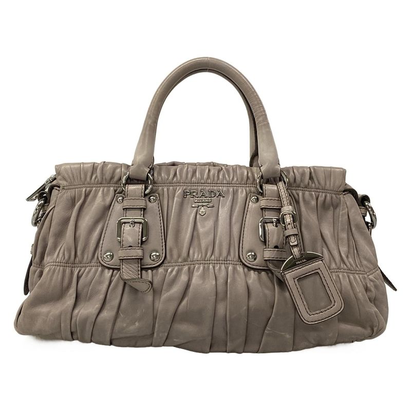 Prada Handbag Gray Leather Tag