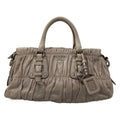 Prada Handbag Gray Leather Tag