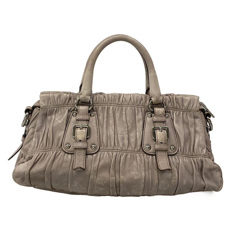 Prada Handbag Gray Leather Tag