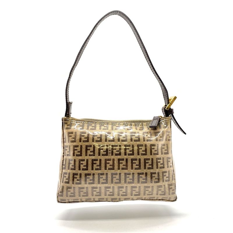 Fendi 001 098 Zucchino Handbag Vinyl Canvas Brown