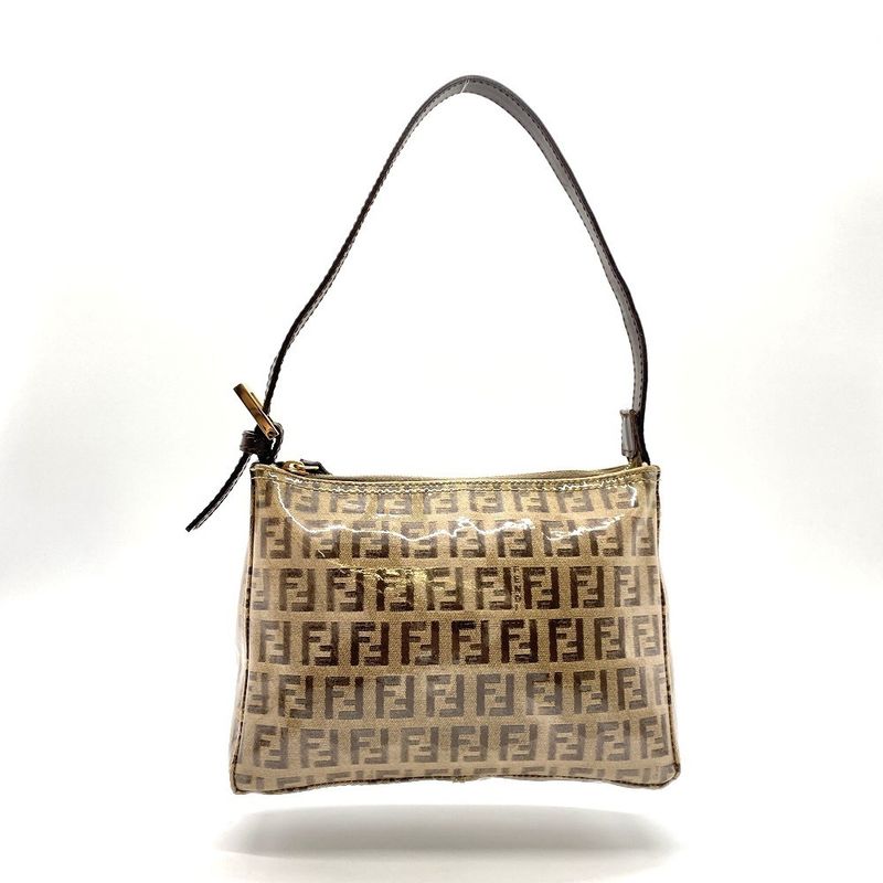 Fendi 001 098 Zucchino Handbag Vinyl Canvas Brown