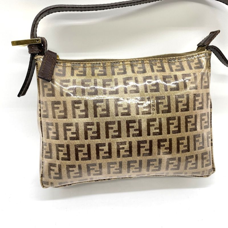 Fendi 001 098 Zucchino Handbag Vinyl Canvas Brown