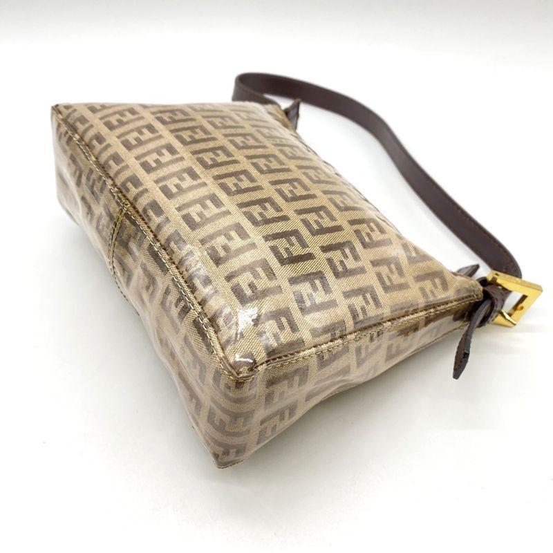 Fendi 001 098 Zucchino Handbag Vinyl Canvas Brown