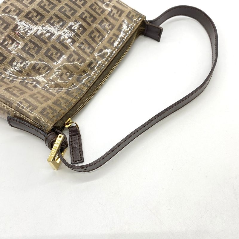 Fendi 001 098 Zucchino Handbag Vinyl Canvas Brown