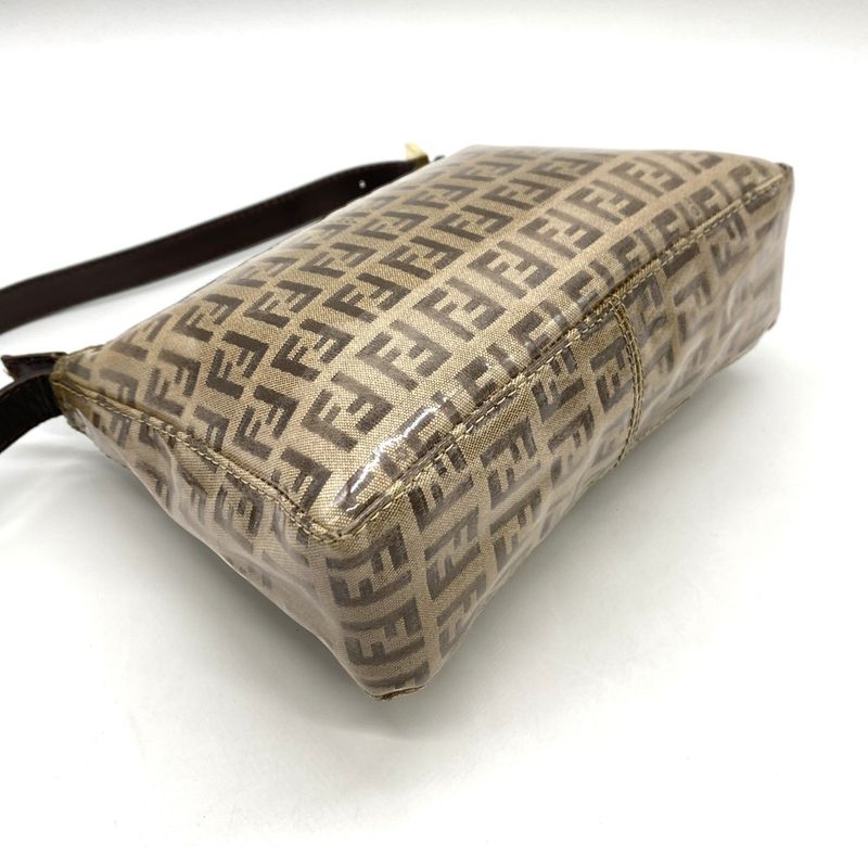 Fendi 001 098 Zucchino Handbag Vinyl Canvas Brown