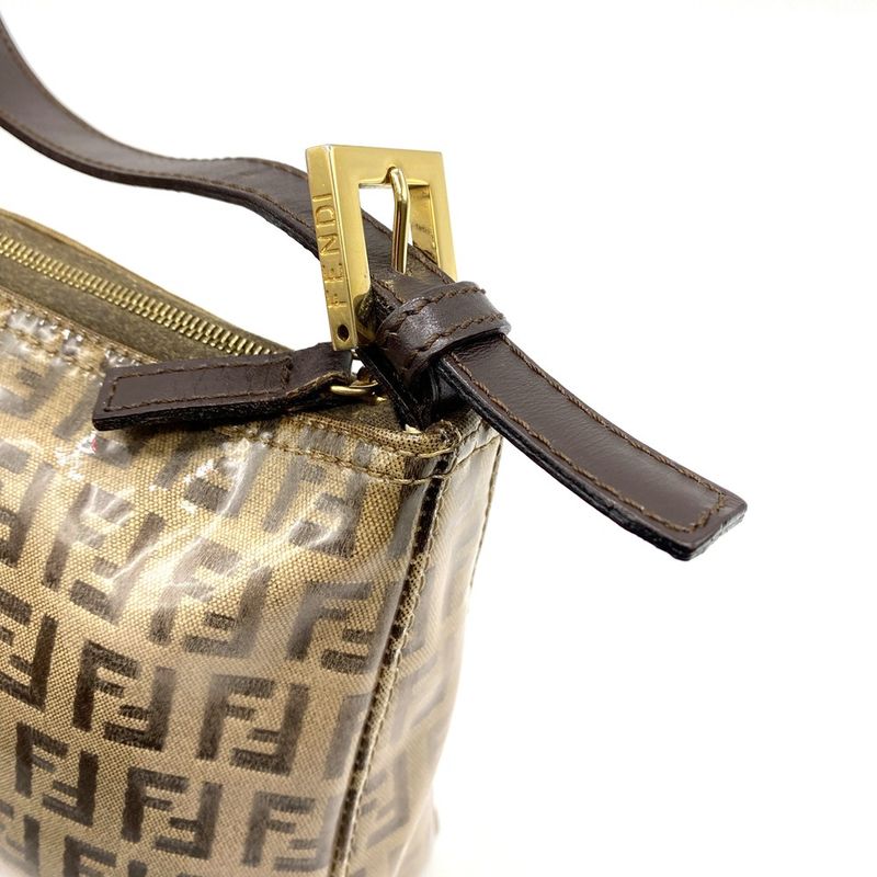 Fendi 001 098 Zucchino Handbag Vinyl Canvas Brown