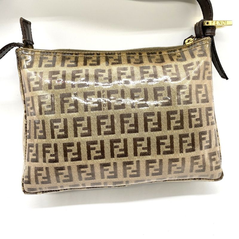Fendi 001 098 Zucchino Handbag Vinyl Canvas Brown