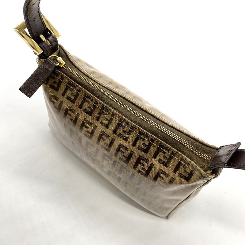 Fendi 001 098 Zucchino Handbag Vinyl Canvas Brown