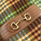 Gucci Checked Pattern Lining GG Horsebit Hooded Long Wool Coat
