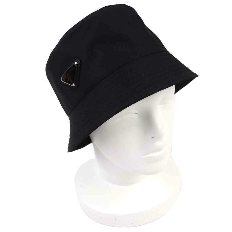 Prada Triangle Logo Re-Nylon Bucket Hat Black