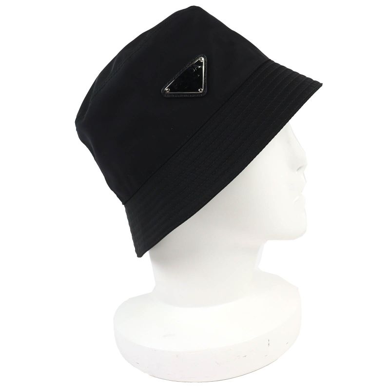 Prada Triangle Logo Re-Nylon Bucket Hat Black
