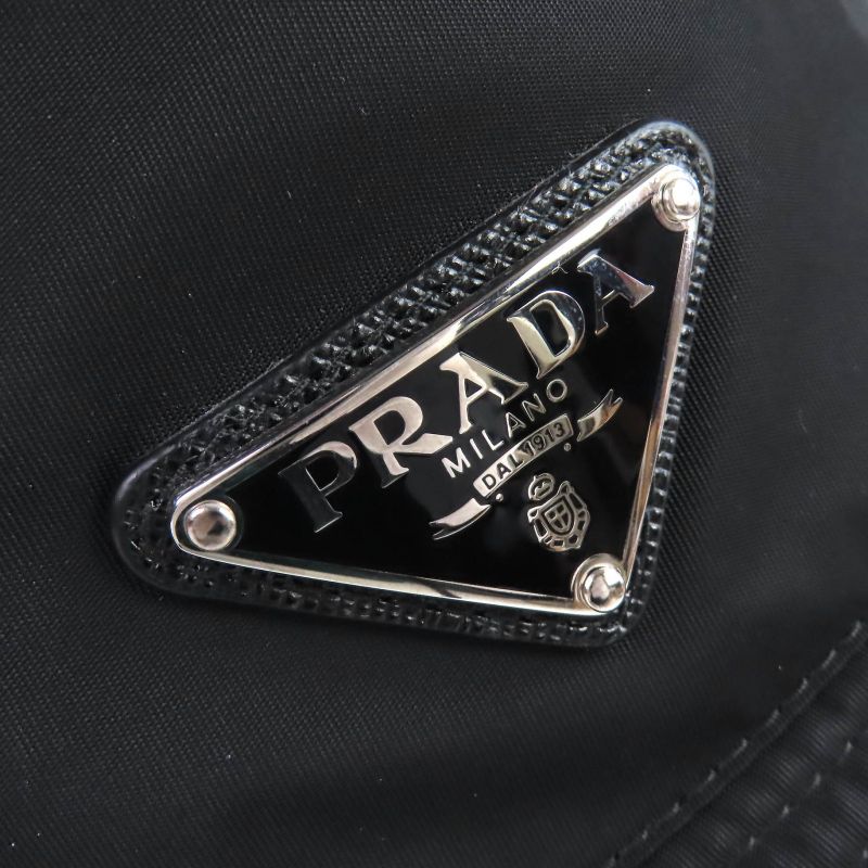 Prada Triangle Logo Re-Nylon Bucket Hat Black