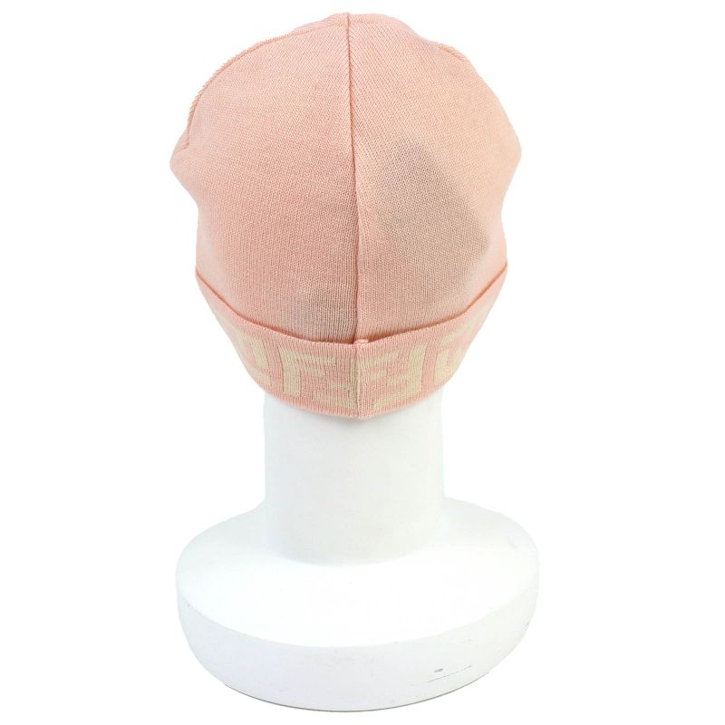 Fendi Wool Zucca Pattern Knit Cap Beanie Pink