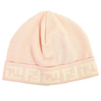 Fendi Wool Zucca Pattern Knit Cap Beanie Pink