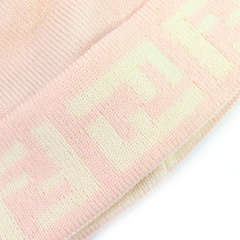 Fendi Wool Zucca Pattern Knit Cap Beanie Pink