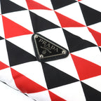 Prada Triangle Logo Hooded All Over Pattern Re-Nylon Down Scarf Red Hoodie
