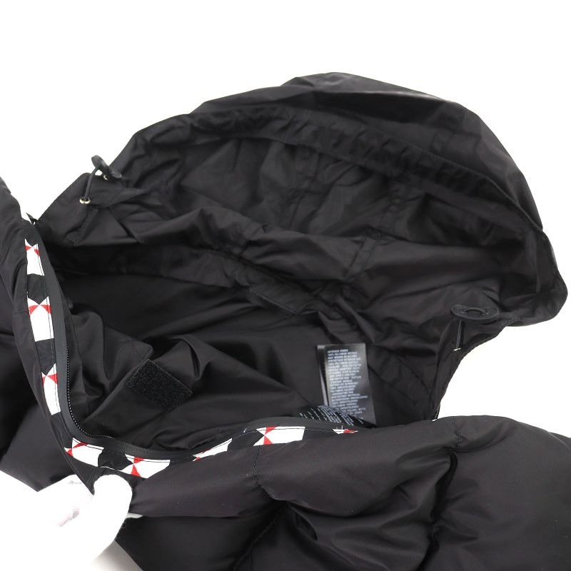 Prada Triangle Logo Hooded All Over Pattern Re-Nylon Down Scarf Red Hoodie