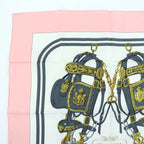 Hermes Carre 90 Brides de Gala Ceremony Bridle Silk Large Scarf Pink