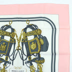 Hermes Carre 90 Brides de Gala Ceremony Bridle Silk Large Scarf Pink