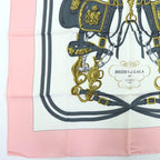 Hermes Carre 90 Brides de Gala Ceremony Bridle Silk Large Scarf Pink