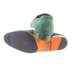 Hermes Suede Leather Constance Loafers Flat Shoes Green