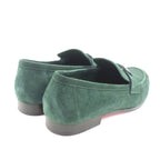Hermes Suede Leather Constance Loafers Flat Shoes Green