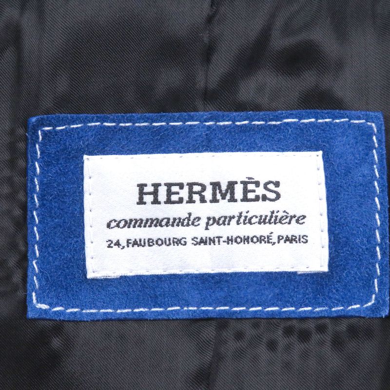 Hermes Commande Particuliere Custom Made Logo Zip Suede Leather Jacket